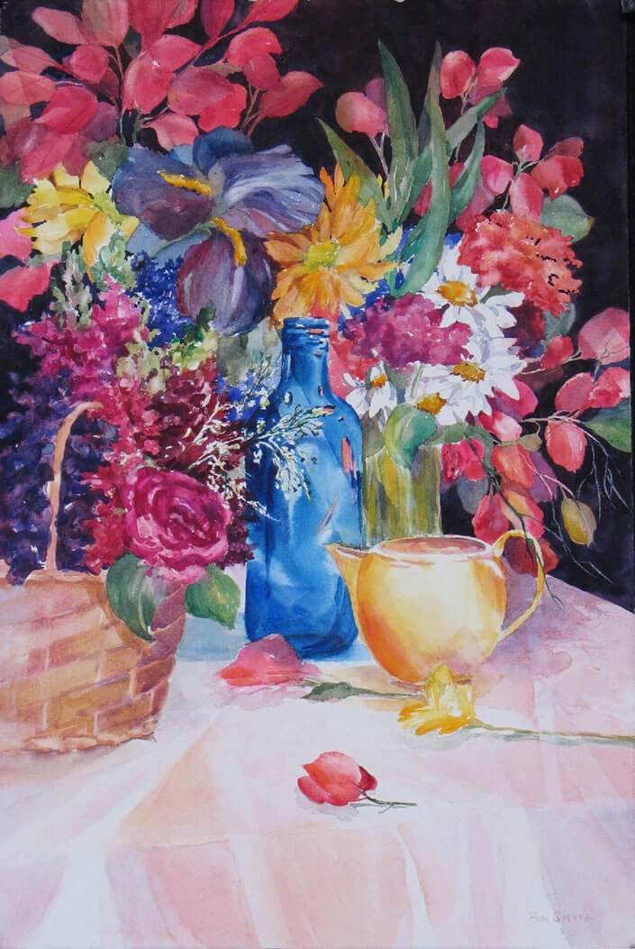 Painting The Blue Bottle by Pam Smyth