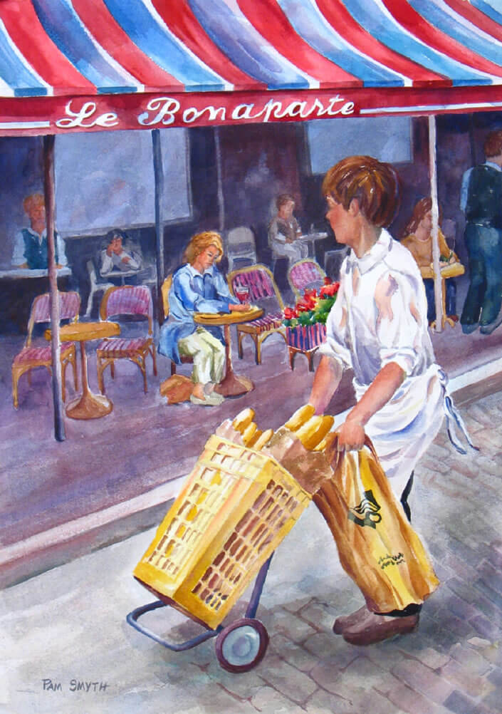 Watercolor Painting Bread Run