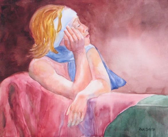 Watercolor Girl with Scarf byn Pam Smyth