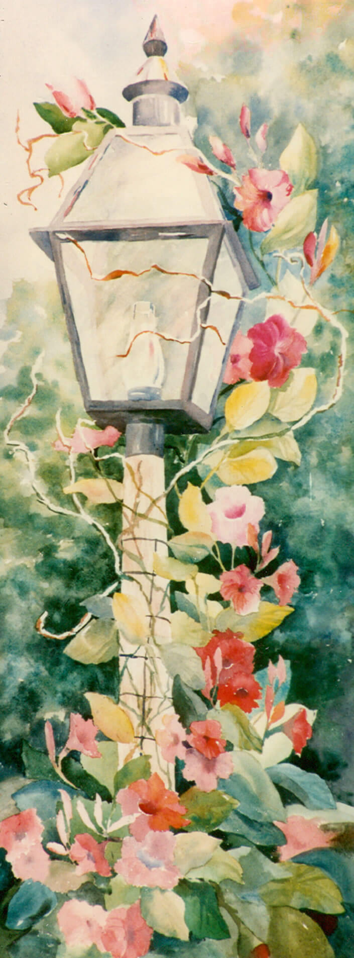 Watercolor Painting Lamppost in Lexington by Pam Smyth