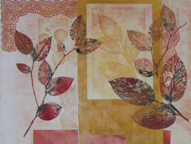 Printmaking Leaves and Lace by Pam Smyth