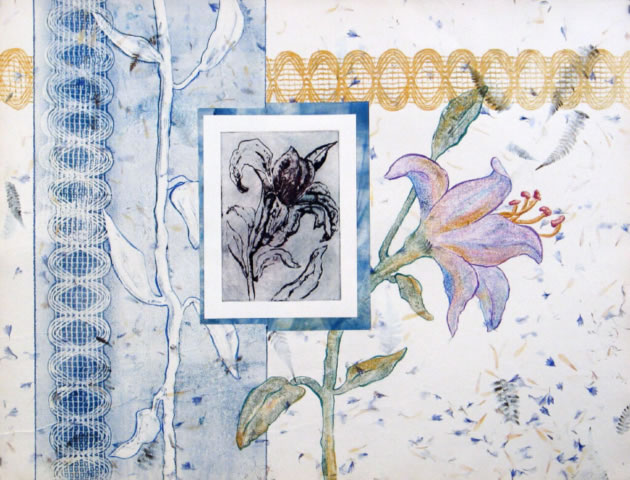 Printmaking Lily Blues II by Pam Smyth