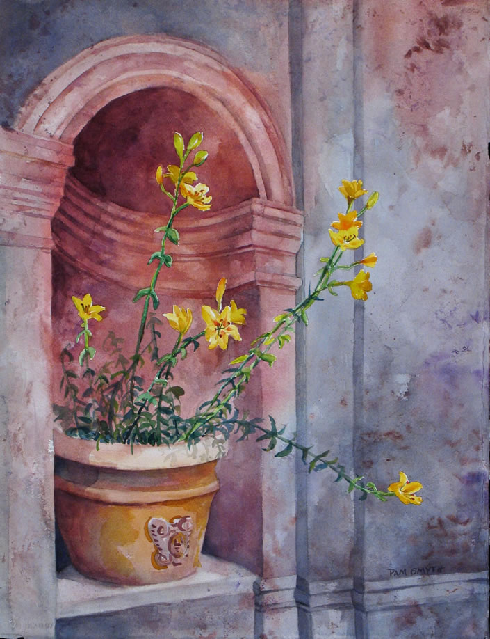 Watercolor Painting Palazzo Lilies by Pam Smyth