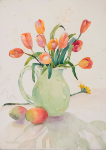 Watercolor Painting Tulip Time by Pam Smyth